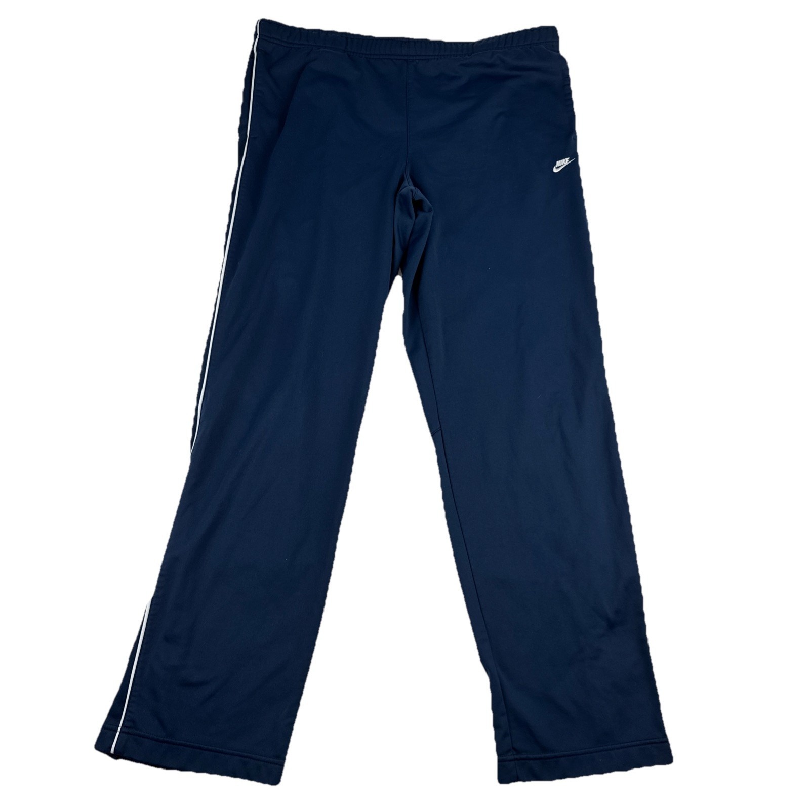Vtg Nike Navy Blue Mens Track Pants Gray Tag Xl 38*33 Drawstrings Ankle Zip Y2k
